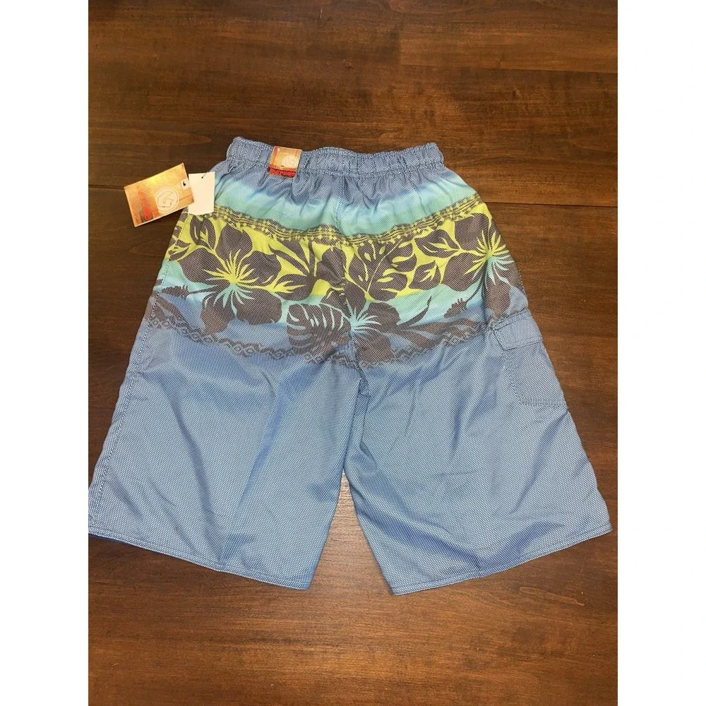 Burnside Swim Trunks Mens Small Blue Floral Surf Lined Floral Mesh Lined - NWT
